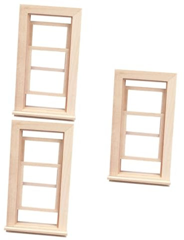 Abaodam 3St Simulation von Türen und Fenstern Mini-Möbel Heimzubehör Puppenhaus aus Holz Wohnkultur Zubehör für Spielhäuser Spielhausfenster leer Miniatur Fensterrahmen