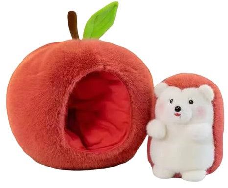 Martin Kench Cartoon Apfel Igel Plüschtiere, Anschmiegsamer Plüsch-Igel Mit Apfelbeutel, Kuscheltiere Geschenk für Kinder, 2-in-1 Igel In Apfel (25cm)