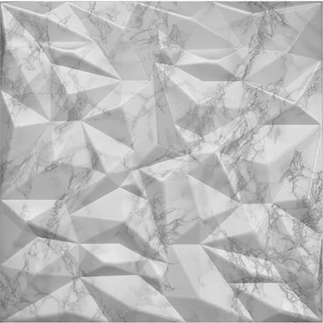 3D Paneele, Polystyrol Paneele, Marmerlook Deckenpaneele, 3D Wandpaneele, Dekoren, Decken - Mirror Marmor Wandverkleidung, 3mm dick - 50x50cm / ‎‎5m² - 20 Stück (Weiß 100 02)