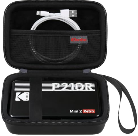 Elonbo Hard Case for Kodak Mini Shot 2 Retro P210/ Kodak Mini 2 Retro 4PASS Portable Instant Photo Printer, Digital Instant Print Camera Travel Bag, Mesh Pocket Fits Printing Paper and Cable, Black