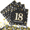 Deko 18. Geburtstag Junge Servietten 30 Stuick, Servietten 18. Geburtstag Schwarz Gold mit Konfetti, 3-Lagig Servietten Happy Birthday Geburtstagsdeko Tischdekoration