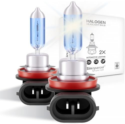 Sinoparcel H11 Halogen Low Beam Headlight or Fog Light Bulb, Replacement for Standard 711 55W Bulb, 5000K Pack of 2
