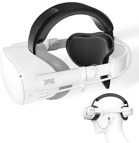 SUPERUS Battery Head Strap for Quest 2 with Earphones - Adjustable Elite Strap Replacement Accessories for Meta/Oculus Quest 2 - Extend Playtime & Reduce Head Pressure