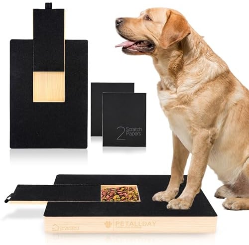 Dog Nail Scratch Board with Treat Box (2 Additional Sandpaper Included) - Nail Trimming Toy for Small, Medium and Large Dog