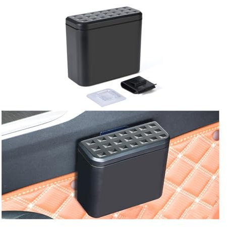 Adunsiaoto Car Mini Trash Can, Car Waterproof Plastic Garbage Can, Leak-Proof Hanging Trash Can for Car Door Back Seat, Multipurpose Portable Waste Bin for Suv Truck Kitchen Office(Black)