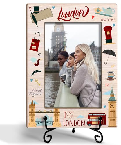 BSNZZIO Londoner Reise-Bilderrahmen aus Holz mit Ständer, London-Geschenke, Urlaubsgeschenke für Freunde, Kollegen, London-Souvenirs, Büro, Zuhause, Schreibtisch, Tisch-Display -TXK13