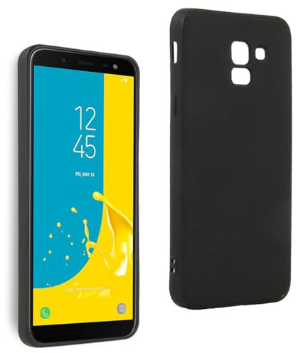 REY Cover in Gel TPU Nera per Samsung Galaxy J6 2018, Ultra Sottile 0,33 mm, Morbido Flessibile, Custodia Silicone