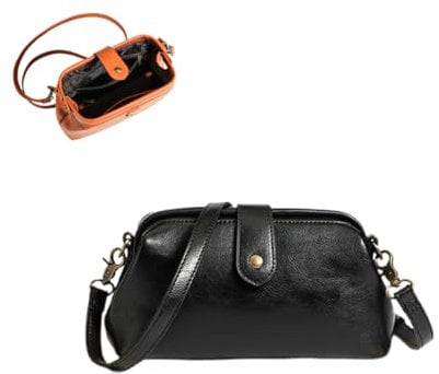 BFDSGWQ Langrents Retro-Handtasche, Retro-Doktor-Handtasche, wasserdichte Umhängetasche für Damen, Gpmsign-Tasche (Black,One Size)