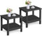 UDPATIO 2er Set Kunststoff Beistelltisch mit 2 Ebenen,Gartentisch,Balkontisch Wetterfest for Kleiner Balkon,Terrasse,Garten,48x40x45CM,Schwarz