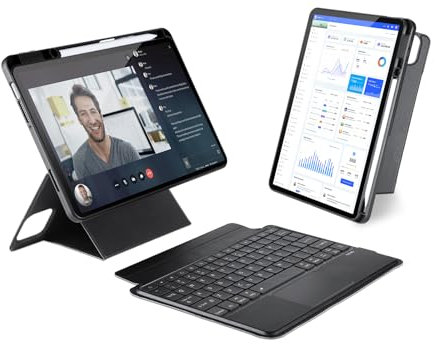 iTape Funda con teclado Bluetooth para Xiaomi Pad 7 Pro, adsorción magnética, teclado desmontable, soporte abatible, color negro