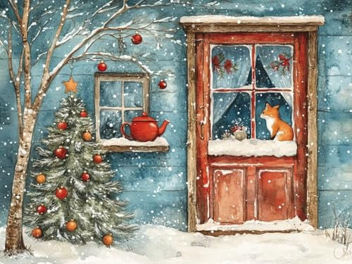 Peinture Numeros Adulte Noël Peinture par Numero Adulte Arbre Peinture Numero avec Cadre Toile 40X50CM, Paint by Numbers avec Peinture Acrylique et Pinceau pour Decoration Noel Interieur Maison