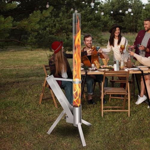 CTSC Outdoor Pellet Heater, Pellet Heater for Patio with 100 x 8 cm Glass Tube, Add Space Light and Ambience for Porch, Deck, Garden & Backyard