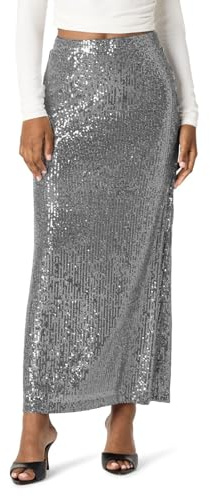 Falda larga de cintura alta con lentejuelas brillantes para mujer, falda larga ajustada a la figura, faldas formales, vestido de fiesta de baile, patinador con pantalones cortos