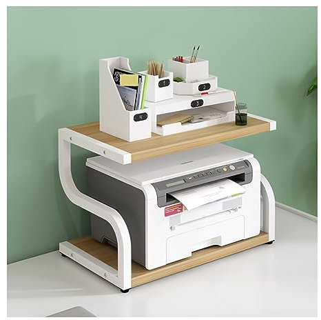 HDICUHNANU Druckertisch 2-stufiger Kleiner Druckerständer, Desktop-Druckerständer-Organizer Für Faxgerät, Scanner, Dateien, Druckertisch Drucker Regal(F,44 * 28 * 30cm)
