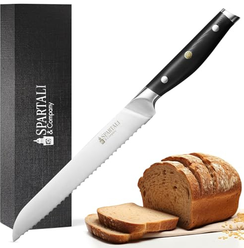 8-Inch Bread Knife – Serrated High Carbon German Stainless Steel Blade for Bread, Bagels & Pastries – Ergonomic Handle, Rust-Resistant, Ultra-Sharp Edge – Ideal for Home Bakers and Chefs.