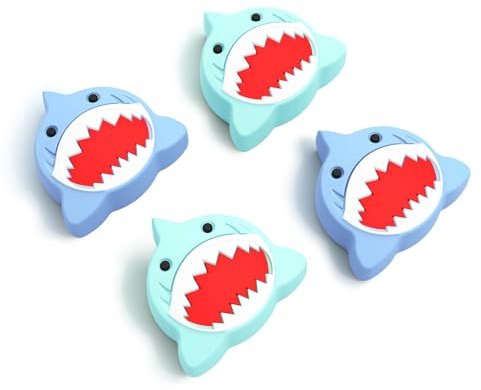 JEMDO Joystick Kappen Kompatibel mit Nintendo Switch 2 (2025) – 4er Set Shark Thumb Grips aus Silikon, Anti-Rutsch Stick Caps geeignet für Joy-Con Steuerung, Cartoon-Design für Kinder & Gamer