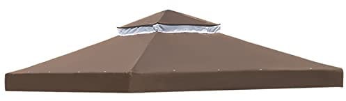 RAABYU 10x10FT Double Tier Gazebo Canopy Top Replacement with Air Vent Waterproof Garden Pavilion Cover for Outdoor Grill Shelter Beige