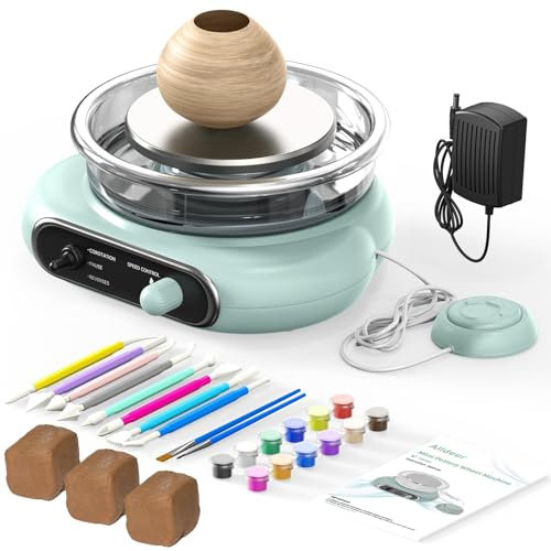 Pottery Wheel Machine Kit - Electric Clay Wheel with Foot Pedal, Adjustable Speed Turntable for Ceramic Pottery Making - Ideal for children and Adults