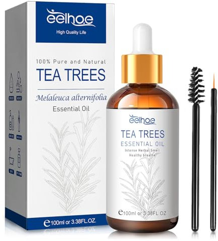 Huile Essentielle Tea Tree Bio,Huile pure Arbre à thé,pour les ongles, la peau, les cheveux, Diffuseur, Aromathérapie, Massag,100ML