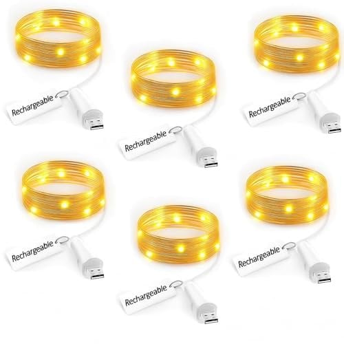 Wiederaufladbare LED-Lichterkette – USB-betriebene Kupferdraht-Lichter für Schlafzimmer, Hochzeiten, DIY-Dekoration und Weihnachten(2Stück)