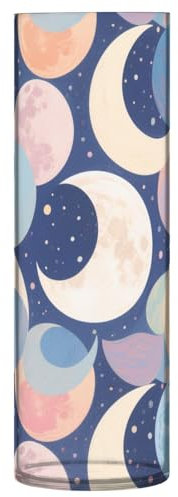 Bunte Cartoon-Mond-Vasen, Kunststoff, zylinderförmig, 30 x 9 cm, Bauernhaus-Vasen, modern, für Zuhause, als Tafelaufsatz, Bücherregal, Hochzeitsdekoration