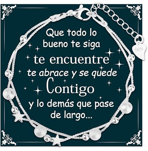 Rebundex Regalos para Mujer Pulsera Plata Regalo Reyes Mujer Originales | Regalos Originales para Mujer Regalo Cumpleaños Pulseras Aniversario San Valentin Navidad Pulsera Mujer Plata de ley