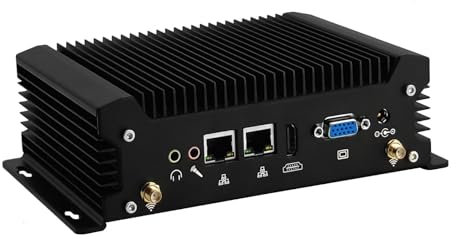 Glovary Fanless Industrial Mini PC, Core i3 8130U Lüfterloser Industrie Computer, Win 11 Linux Server Lüfterlos, 8GB RAM 256GB NVMe SSD, 4K HD, 2 x Gigabit LAN, 2 x COM, 8USB Port, WiFi, BT