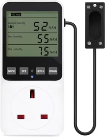 Giuneuow Humidity Controller Outlet 230V 13A Digital Thermostat Humidity Sensor 20-95% RH UK Plug