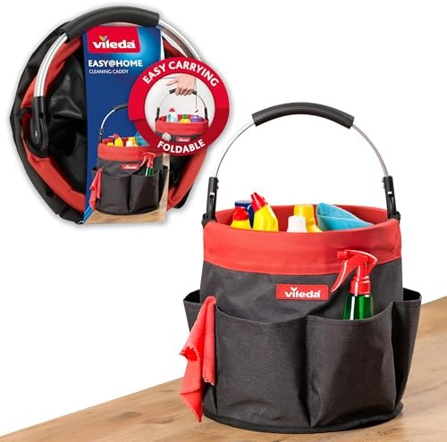 Vileda Cleaning Caddy – Faltbare Putztasche mit Griff und 6 Fächern – Reinigungsorganizer für Schwämme Bürsten Tücher Reinigungsmittel – Wasserfest reißfest hygienisch tragbar und platzsparend