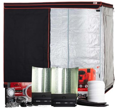 Budget Grow Tent Kit 1.2m x 2.4m with 600W HPS Grow Lights & Full Extraction System – Complete Indoor Grow Setup with Tent, Omega Lighting, Mammoth Fan & Filter, Rope Ratchets, Timer & Accessories