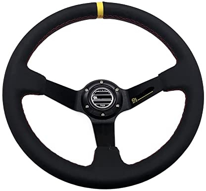 Sportlenkrad 14inch 350mm Deep Teller Echte Leder Rallye Tuning Racing Lenkrad Drifting mit