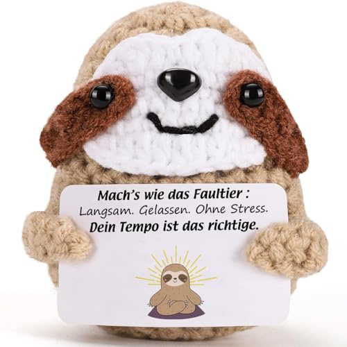 Velkorth Anti-Stress Faultier Strickpuppe Kleiner Meditations-Meister,Kuscheliges Pocket Hug Geschenk aus Wolle für Entspannung zu Hause & im Büro,Meditation Geschenk