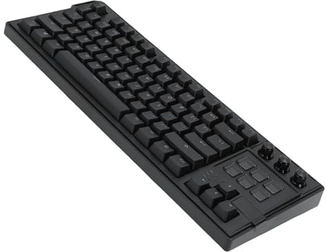 Annadue 75% 78-Tasten-RGB-kabelgebundene Mechanische Gaming-Tastatur, Rote Schalter, 6 Programmierbare LCD-Makrotasten, Hot-Swap-fähig, Kompaktes Design, Ideal für Spiele (Black)
