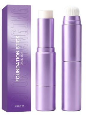 Color Changing Foundation Stick, 2-In-1 Foundation Stick Ab 50,Dunkel | 2-In-1-Design Mit Bürste, Automatische Farbanpassung, Natürlicher Glow, Schwereloses Gefühl, Langanhaltendes Make-Up