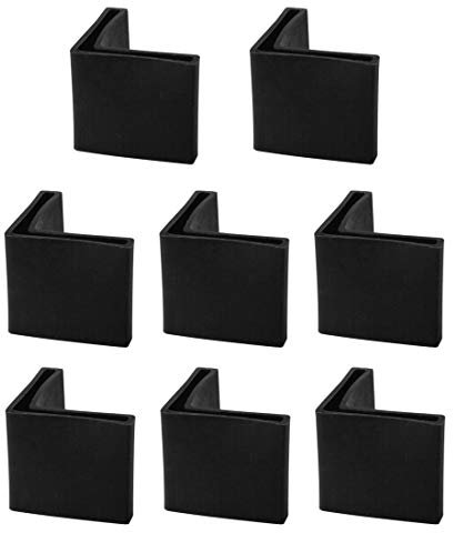sourcing map 8pcs Casquette Pieds Chaise Angle Fer Forme L Patin Meuble Table Embout Capouchon Cornière Protection 38mm x 38mm noir
