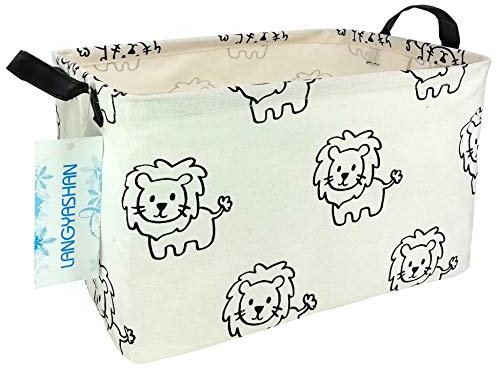 LANGYASHAN Rechteckiger Aufbewahrungskorb aus Segeltuch, Stoff, Cartoon-Aufbewahrungskorb mit Griffen für die Organisation von Zuhause, Küche, Jungen und Mädchen, Spielzeug, Büro, Schrank, Regalkörbe