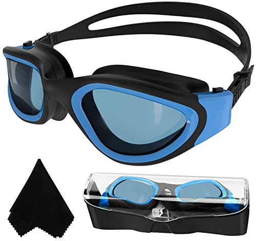 Winline Lunettes de natation à verres polarisés, Anti buée Anti UV Étanches Vision nette Réglage facile Pont souple, pour Hommes Femmes Adultes Adolescents