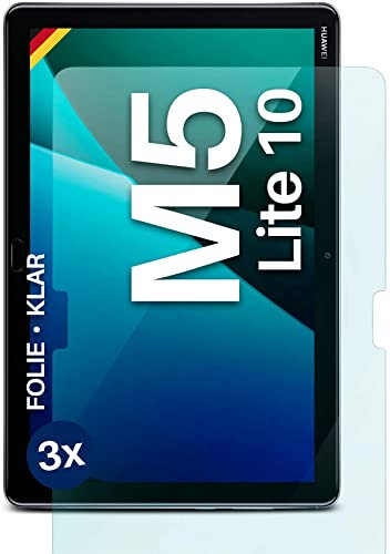 moex FlexProtect Schutzfolie kompatibel mit Huawei MediaPad M5 Lite (10) Displayschutz nur 0.2 mm dünn, Folie für das Display, HD Ultra klar und extra kratzfest - 3 Stück
