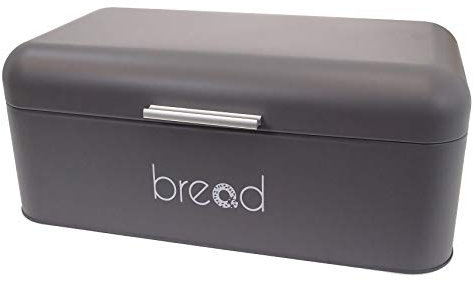 Vintage Retro Stainless Steel Metal Bread Storage Bin with Hinged Lid (Silver)