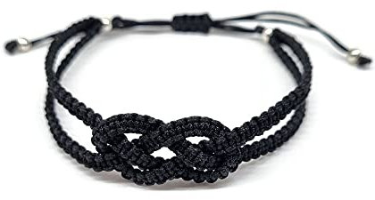 MYSTIC JEWELS - Armband Kabbalah, konzentrischer Knoten, Schutz gegen böse Augen, Glück, Good Luck (Schwarz)