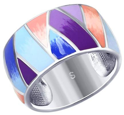 Sokolov Ring Fingerring Silberring 925 Sterling Silber Emaille Markenschmuck Secretforyou 94012544 (18,5)