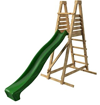 MASGAMES | Tobogán Mola XL | Madera tratada | Altura Plataforma 150 cm | Anclajes incluidos | Conector a Manguera |