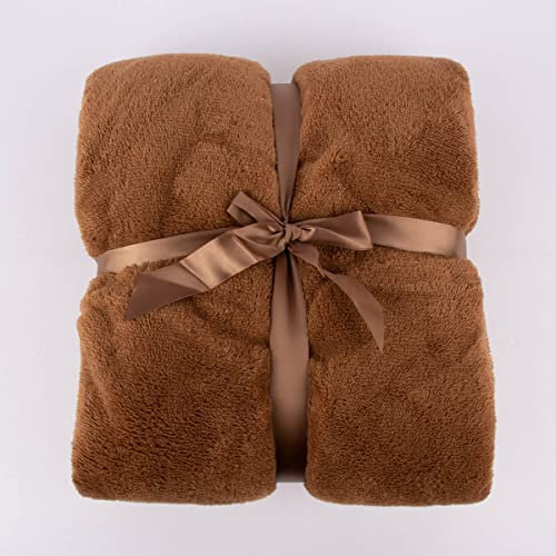 SCHÖNER LEBEN. Kuscheldecke Justin aus Mikrofaser Hellbraun XL 150x200cm