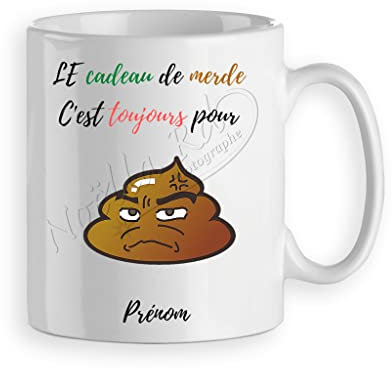 Mug humour le cadeau de merde, Tasse message humour, cadeau humoristique Noël, anniversaire, fête Modèle merde