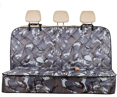 rhinos autostyling COMPATIBLE WITH Dacia Duster 2 (2018 ON) - Grey Camouflage Heavy Duty Premium Quilted Dog Cat Pet Hammock Rear Seat Cover
