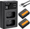 NP-FW50 K&F Concept Kameraakku Ladegerät, 1100mAh Batterie 2 Pack Ladeset für Sony ZV-E10 A6000, A6500, A6300, A6400, A7, A7II, A7RII, A7SII, A7S, A7S2, A7R, A7R2, A55, A5100, A5000,A3000, A55,RX10