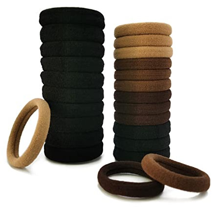 Yedtreg Hair Bobbles for Women, 30 Pack Soft Hair Ties No Damage, Seamless Hair Bands for Thick Curly Hair, Strong Elastic Ponytail Holders Hair Accessories (Natural Colour)