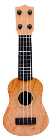 Mini Ukulele Giocattolo Per Bambini, Chitarra Giocattolo in Plastica, 4 Corde Strumento Musicale, Modell Realistico, 25x9x2.7cm, Marrone Chiaro