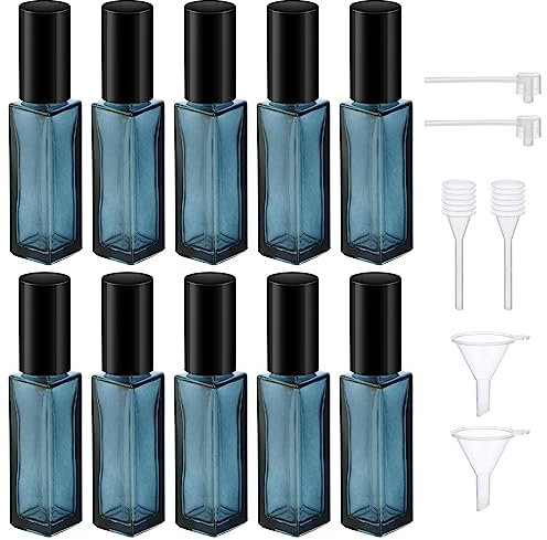 Segbeauty Atomizador Perfume Recargable, Vidrio Vacías de Para Perfume 10ml, 10 Piezas Spray de Perfume Portátil, Contenedor de Perfume de Viaje, Adecuadas para la Aviación (Azul Semitranslúcido)