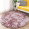 ROHATIM Tapis en peluche rond pour chambre à coucher, salon, fille, tapis doux et moelleux pour la chambre à coucher (violet-rose, diamètre 120 cm, rond)